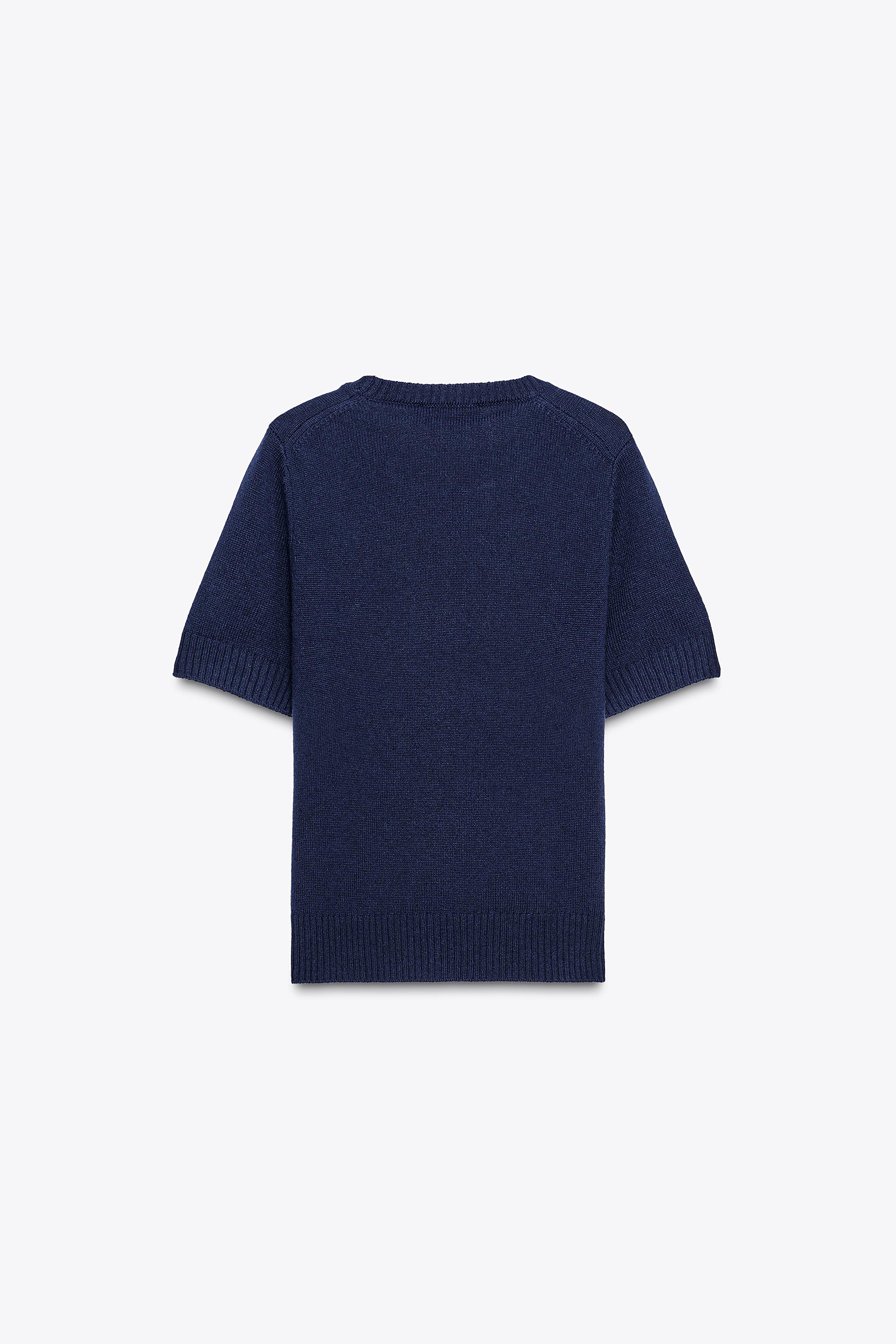 100% WOOL SHORT SLEEVE SWEATER